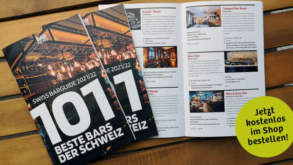 Die 101 besten Bars der Schweiz im handlichen Booklet des Swiss Barguide.
